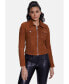 Women's Denim Style Zipper Suede Jacket, Whiskey