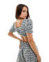 ASOS DESIGN top with tie front in mono gingham co-ord