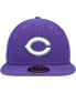 Men's Purple Cincinnati Reds Lime Side Patch 59FIFTY Fitted Hat