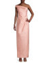 Aidan Mattox Jacquard One Shoulder Column Gown Champagne Rose 10