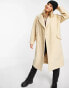 Pull&Bear oversized double breast peaked lapel coat in ecru