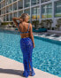 South Beach x Misha Grimes mesh sequin maxi beach skirt in cobalt blue