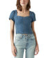 Women's Opehlia Denim Puff-Sleeve Corset Top