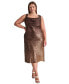 Plus Size Sequin Cowlneck Sleeveless Midi Dress