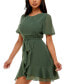 Puff-Sleeve A-Line Dress