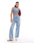 Levi's Mona denim corset crop top in mid blue