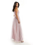 Anaya Petite Bridesmaid tulle one shoulder maxi dress in pink