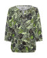 Women's Cotton Blend 3/4 Sleeve Leaf Print T-Shirt