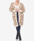 Plus Size Leopard Print Open Front Sherpa Sweater