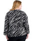 Plus Size Printed Studded Blouson-Sleeve Top, Created for Macy's