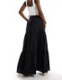 New Look boho poplin tiered maxi skirt in black