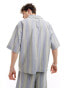 COLLUSION beach linen revere short sleeve shirt in stripe co-ord