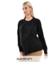 Mamalicious maternity split front jumper with nursing functionality in black