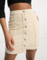 DTT Tall Jordan cord button front mini skirt in ecru