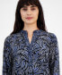 Women's Printed Band-Collar Tunic Top