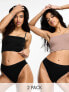 ASOS DESIGN 2 pack seamless longline bandeau bras in mink and black