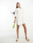 Vero Moda textured oversized shirt dress in white