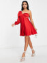 Forever New Petite drape bow shoulder mini dress in red