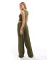 ASOS DESIGN textured wide leg trousers co ord in khaki