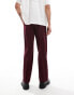 ASOS DESIGN smart wide leg trousers with front pleats in burgundy