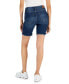 Juniors' Frayed High Rise Denim Bermuda Shorts