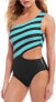 Michael Kors 237288 Womens One-Shoulder One-Piece Swimsuit Turquoise Size 10