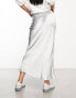 New Look satin maxi skirt in silver