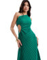 Aria Cove pleated one shoulder cut out maxi dress in green