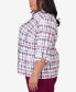 Plus Size Classic Plaid Cuffed Sleeve Button Front Top