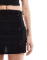 Pull&Bear bow trim mini skirt co-ord in black