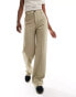 Pull&Bear high waisted tailored trousers in dark beige