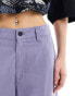 Dr Denim Donna Cargo wide straight fit cargo trousers in lavendar blue granite