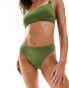 New Look wave texture highwaist brief in khaki