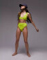 Topshop mix and match crinkle plunge cami bikini top in lime