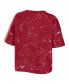 Women's Crimson Oklahoma Sooners Bleach Wash Splatter Cropped Notch Neck T-shirt