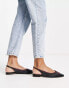 ASOS DESIGN Lust heart diamante ballet flats in black satin