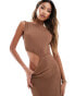 ASOS DESIGN textured cut out maxi dress in chocolate