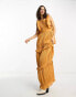 Reclaimed Vintage shirred ruffle maxi dress in spice orange