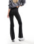 River Island high rise coated flare jeans in black