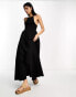 ASOS DESIGN halter midaxi dress with shirred bodice in black