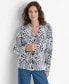 Women's Animal-Print Textured Long-Sleeve Cardigan