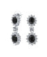 Art Deco Style Crown Halo Oval Cubic Zirconia Black CZ Fashion Formal Dangle Drop Earrings For Women For Prom smaid Rhodium Plated