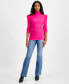 Petite Puff-Sleeve Mock Neck Top, Created for Macy's