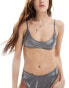 Weekday Drop glitter scoop neck bikini top in grey