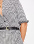 ASOS DESIGN short sleeve shirt midi dress with belt in mono check