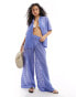 Esmee knit beach trouser co-ord in dusty blue