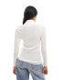 & Other Stories merino wool sheer high neck knitted top in off white