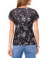 Women's Printed Ruffle-Sleeve Mesh Top