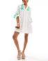 Accossorize broderie long sleeve tiered beach cover up mini dress in ivory