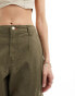 River Island cuffed hem belted cargo trouser in khaki